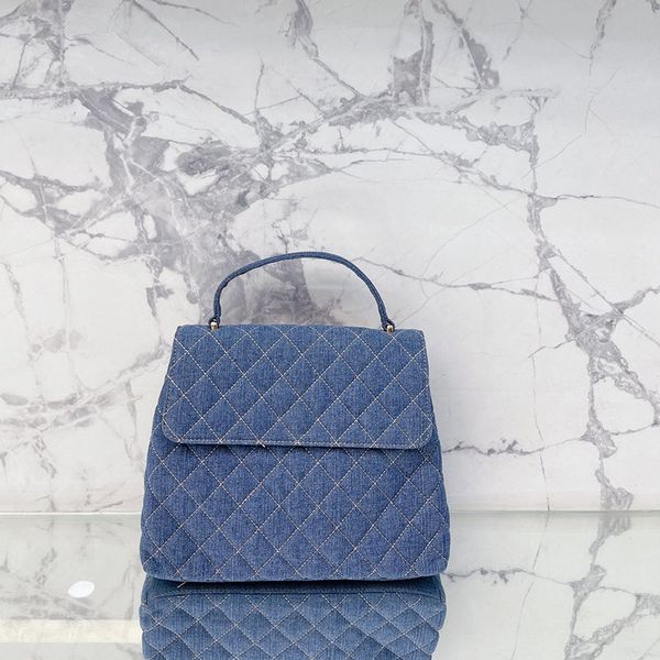

fashion women denim classic flap portable shoulder bag retro diamond lattice quilted large capacity crossbody shopping bag designer tote sui