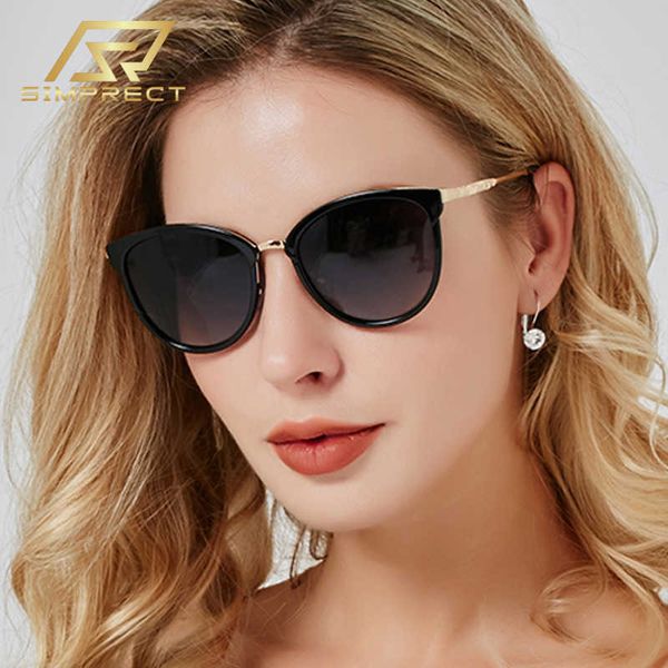 

simprect oversized sunglasses 2022 retro round sun glasses vintage luxury brand design shades for women zonnebril dames 0928, White;black