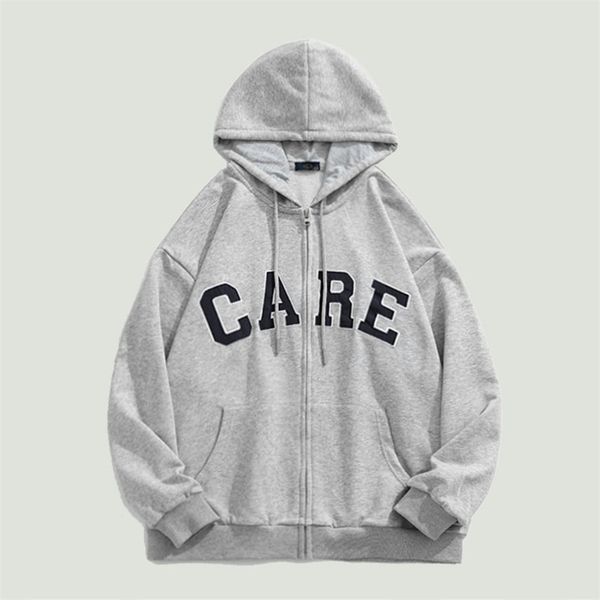 

men's hoodies sweatshirts streetwear hooded sweatshirts mens harajuku letter embroidery oversized hip hop casual solid color zipper car, Black