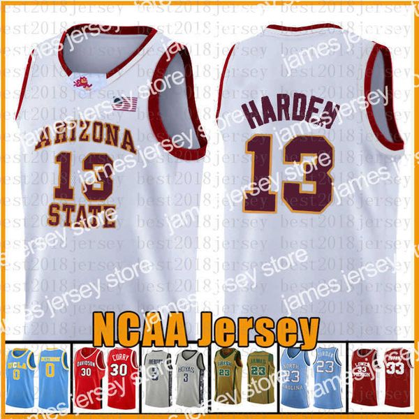 

college basketball wears allen 3 iverson 13 james ncaa harden basketball jersey arizona university state bethel irish high school jerseys xw, Black