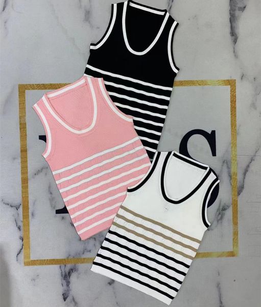 

911 2022 runway summer brand same style sweater crew neck sleeveless pullover black white women's sweaters yiduo, White;black