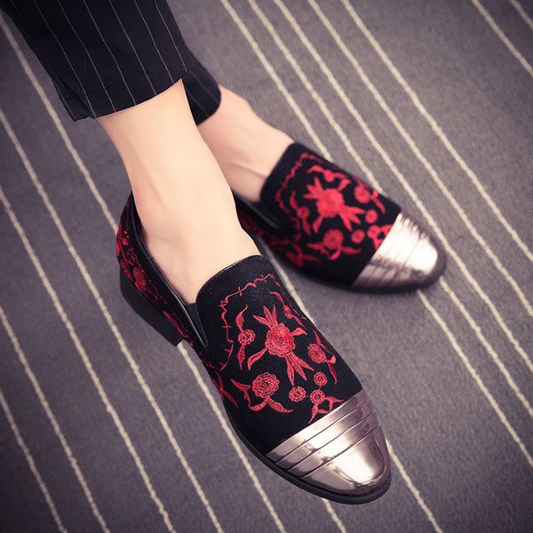

men's luxury embroidered brogues luxury round toe fashion everyday business shoes loafers large size38-46, Black