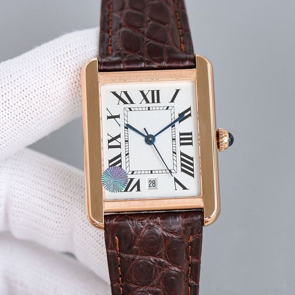 

watch mens watch fully automatic mechanical watches design folding clasp leather stainless steel strap waterproof calendar six colors, Slivery;brown