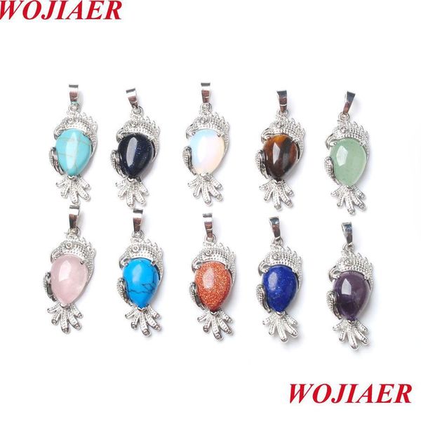 

pendant necklaces animal eagle man pendant natural stone reiki pink quartz drop crystal diy necklace fashion jewelry gift for women b dhklr, Silver