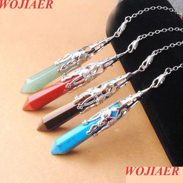 

pendant necklaces new 7 chakra pendums hexagonal prism pendant natural stone amethyst tigers eye pendo for men and women bo941 drop d dhbfi, Silver
