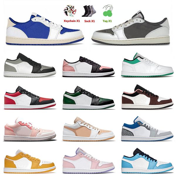 

jumpman 1 1s low men basketball shoes fragment x ts reverse mocha white tan midghty shadow toe arctic punch pollen royal yellow sneakers 36-