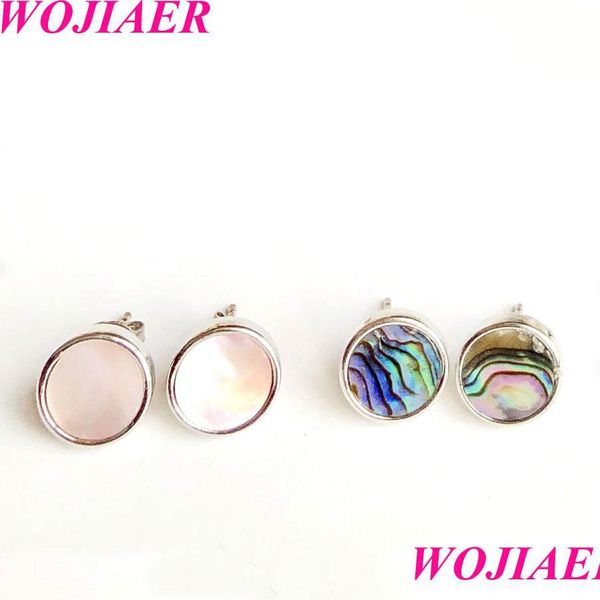 

stud natural seashell round small stud earrings pink abalone shell pearl white black color simple ear jewelry for women earring gift dhq5e, Golden;silver