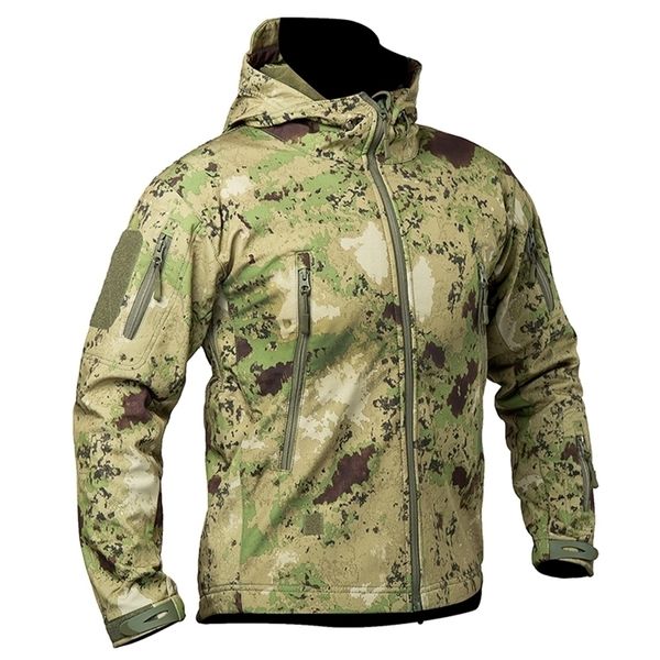 

mens jackets mege brand tactical military jacket camouflage army combat hoodie windbreaker multi pockets sharkskin waterproof softshell 2209, Black;brown