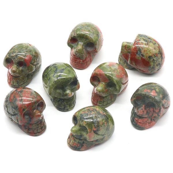

23mm natural crystal stone carved human skull handcraft home decorative gemstone unakite skulls folk crafts, Black