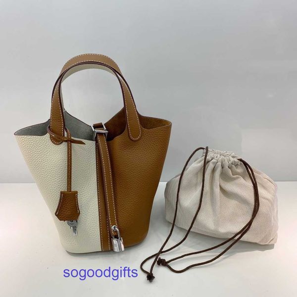 

women's designer bags genuine leather picotin lock herme handbags tote bag leather leather bucket bag color matching vegetable basket w