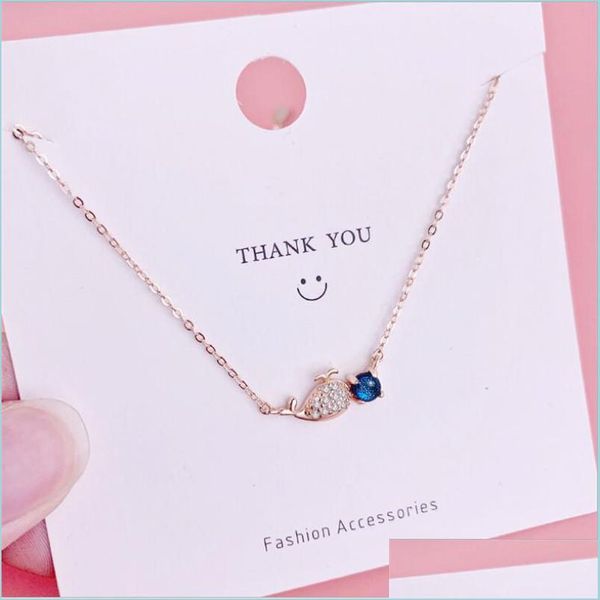 

pendant necklaces starry blue glazed stone whale pendant necklaces 925 sterling sier zircon clavicle chain necklace for women choker dhk7x, Silver