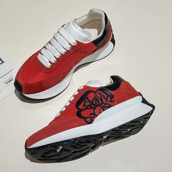 

luxury shoes mc sprint runner sneakers men women casual leather outdoor shoe anagram embossing low white black pink queen trainers 34-46 12