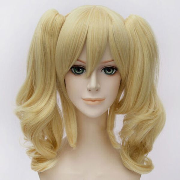 

women light blonde hair cosplay wig laides wig 45cm ponytails, Black