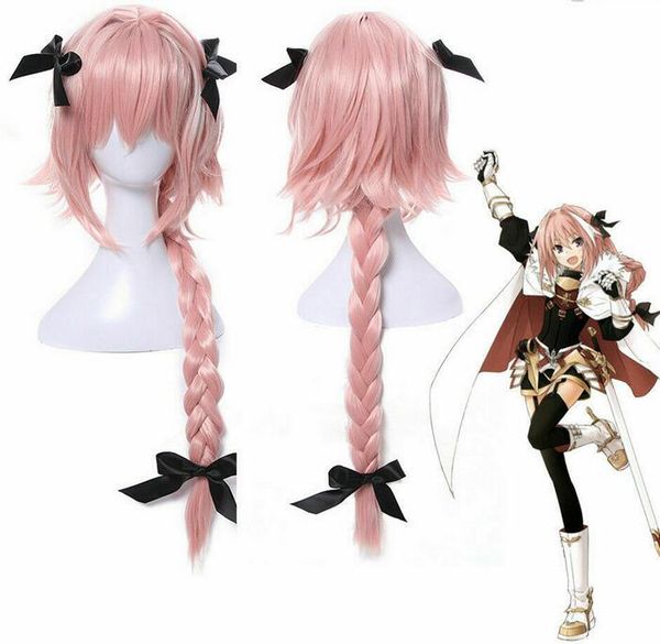 

fgofate apocrypha astolfo long braided ponytail party cosplay wig, Black