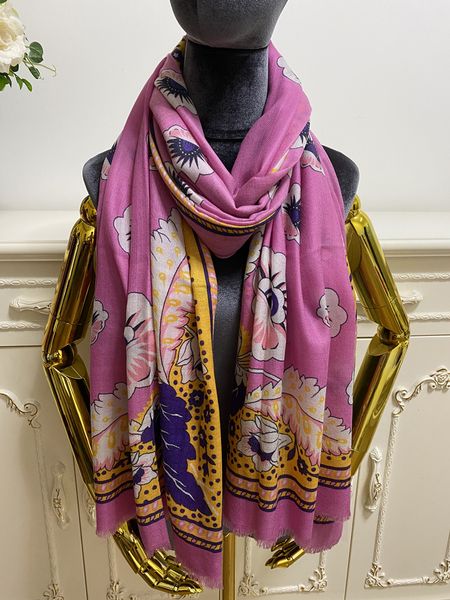 

women long scarves shawl 100% cashmere material thin and soft print letters flowers pattern size 200cm -100cm, Blue;gray
