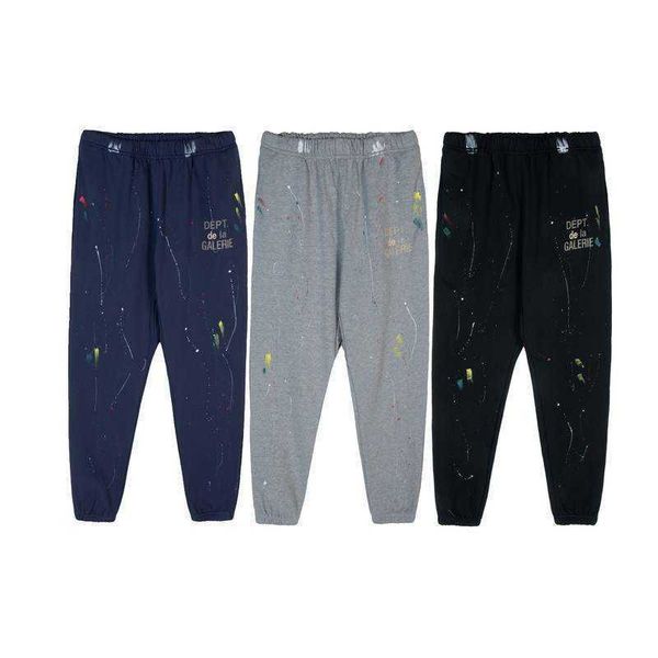 

fashion galleryes casual pants dept splash ink graffiti color printed youth street trendy brand guard, Black