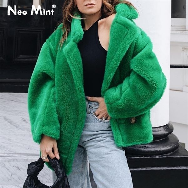 

womens fur faux fur winter thick warm women faux fur coats ins style teddy bear jacket woman oversized fluffy outerwear lambswool overcoat 2, Black
