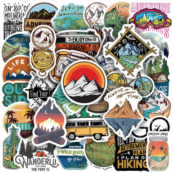 

50pcs forest hiking camping stickers outdoor travel beautiful scenery decal sticker to diy water bottle phone laptop