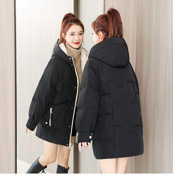 

women's down winter jacket women's parkas hooded overcoat casual long coat cotton padded parka warm female jackets outwear, Black