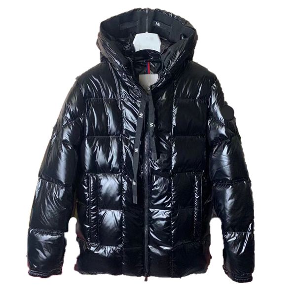 

designer mens down parkas women's hooded placket letter drawstring black leather label matte couples style embroidered badge webbing br