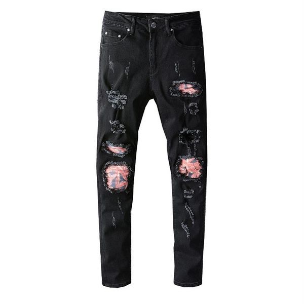 

20ss mens designer jeans distressed ripped biker slim fit motorcycle denim for men s fashion jean mans pants pour homm2751, Blue