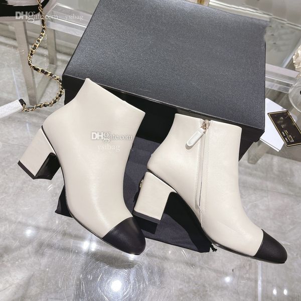 

winter designer ankle boots leather booties women fashion luxury heel boot channel woman fgbb, Black