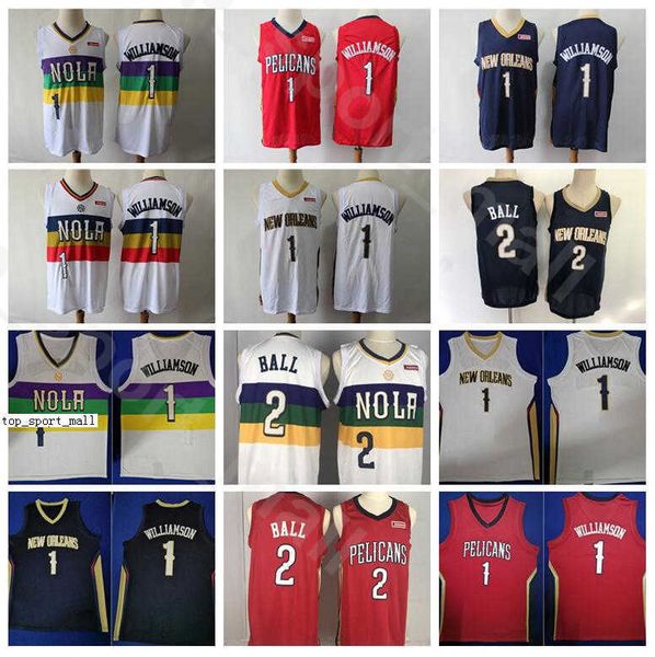 

edition earned city zion lonzo ball jerseys men basketball all stitched team color navy blue white red high/good quality, Black;red