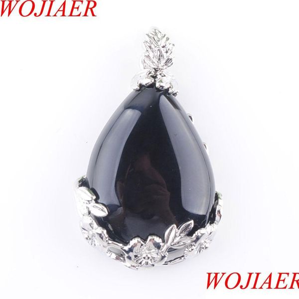 

pendant necklaces tear water drop love natural black agate gem stone pendant necklace reiki bead women jewelry n3474 deliv ffshop2001 dhulh, Silver