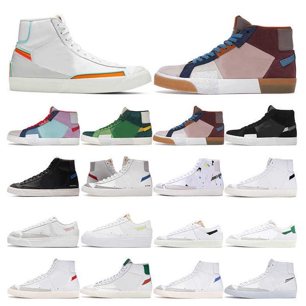 

mens shoes sport sneakers trainers white black mosaic brown green grey red paint splatter blazer mid 77 vintage snakeskin habanero size
