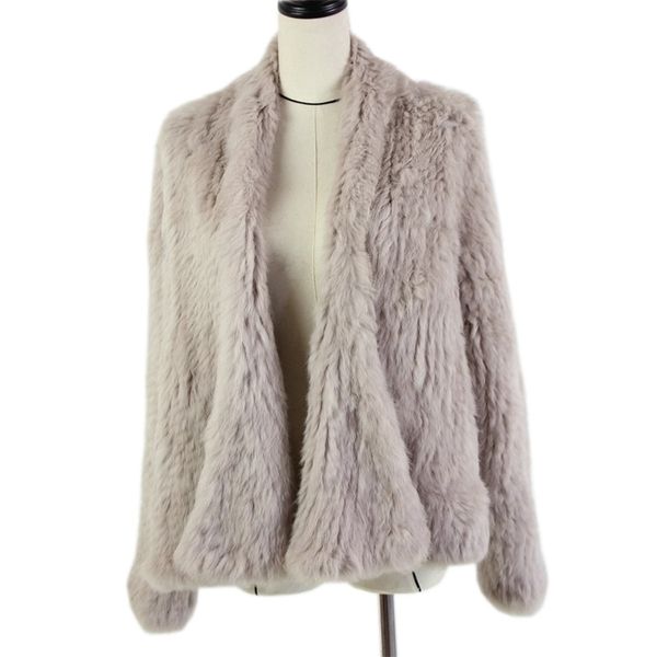 

womens fur faux knitted rabbit fur jacket popuplar fashion winter coat for womenharppihop 220929, Black