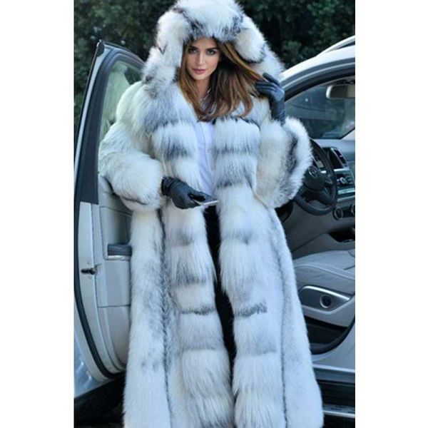 

women's fur faux wepbel integrated leather overcoats jackets women hooded coat female outwear long t220928, Black