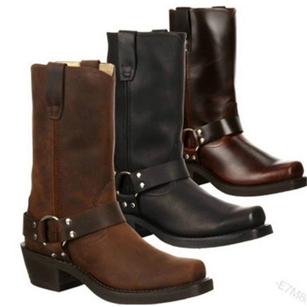 

boots oversized european and american men's boots martin shoes high trend motorcycle 220928, Black
