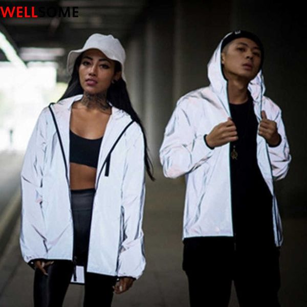 

men's jackets noctilucent men's reflective jacket women cycling windbreaker casual hip hop hood bike coats mens streetwear night s, Black;brown