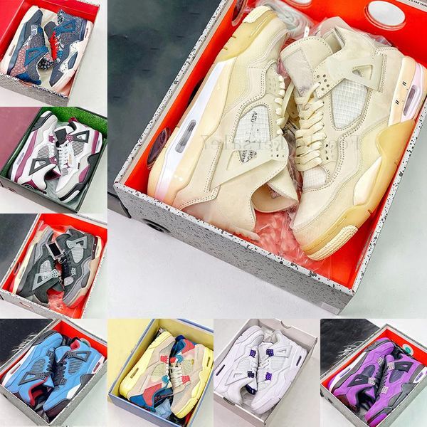 

basketball shoes mens trainers sports sneaker white cement cactus jack fire red bred sail taupe haze jumpman 4 4s men womens wdy, Black