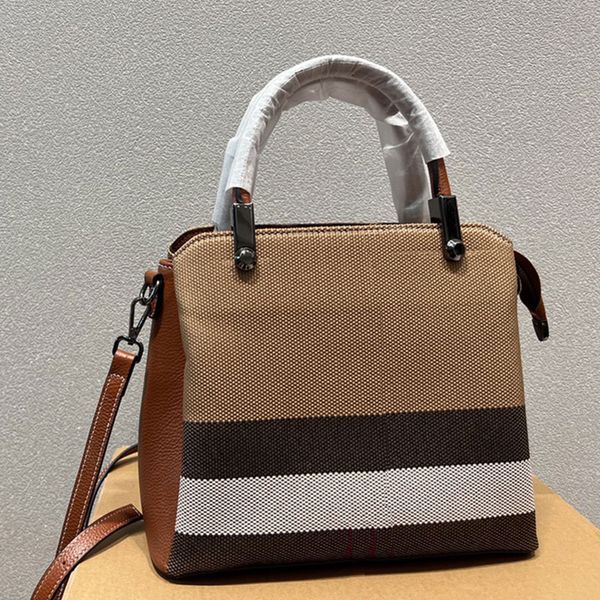 

canvas tote bag 5a shoulder handbags women plaid shopping bag purse crossbody bags multi pochette cowhide leather handle removable strap clo