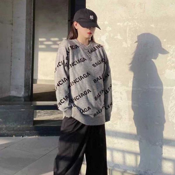 

designer sweater man and woman baleciga's knit crow neck fashion mens womens baleciga's sweaters letters pullover 13 sweater crewn, White;black