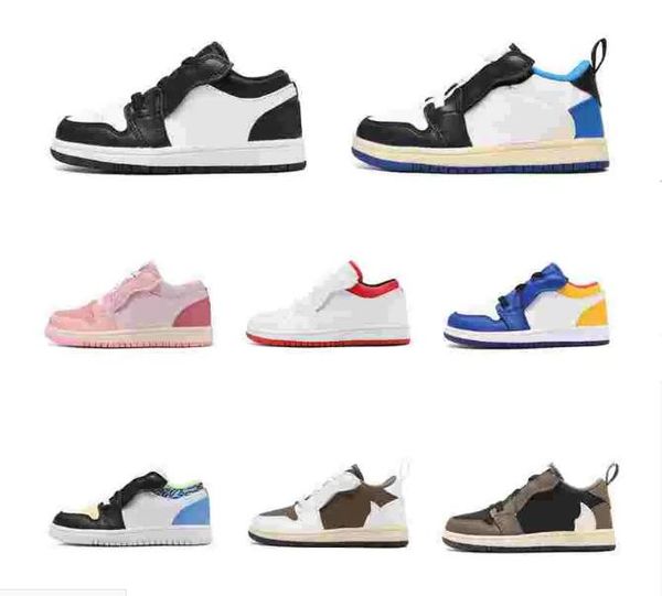 

2022 designer kids athletic 1s low help kid basketball shoes game infants royal scotts obsidian chicago bred outdoor sneakers fashion sellin, Black