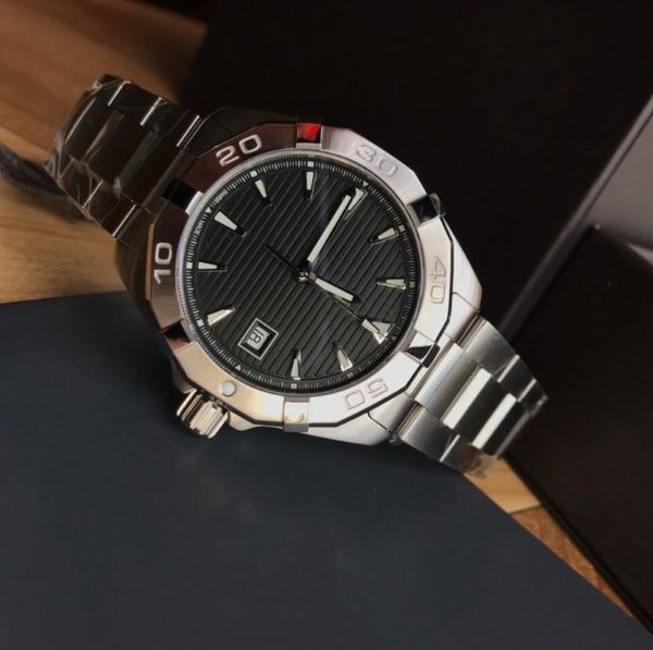 

designer mens watches automatic quartz movement black pvd stainless steel folding buckle 43mm, Slivery;brown