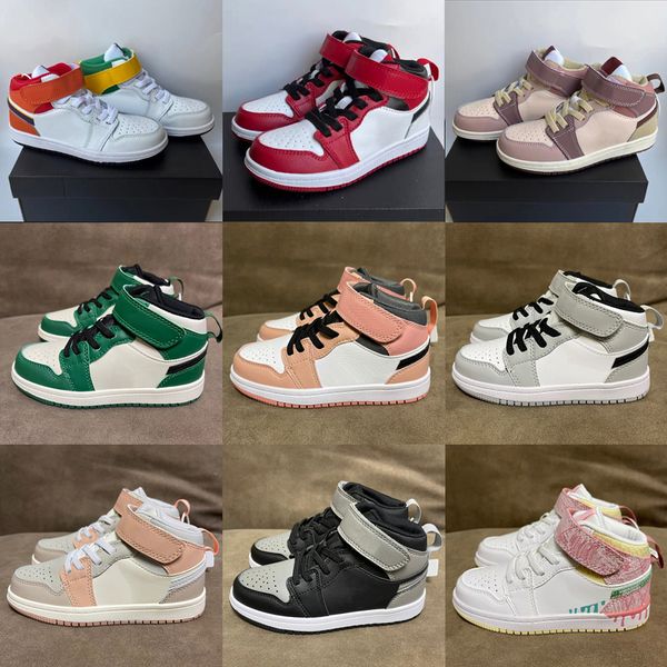 

jumpman 1 1s magic buckle kids basketball shoes shadow crater black grey bred toe panda team red hyper royal digital pink boys girls sports