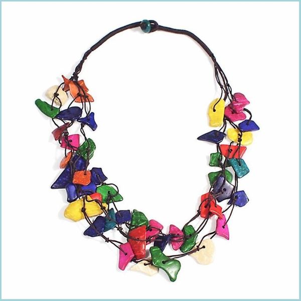 

chains chains bohemian handmade wood long necklace women statement jewelry coconut shell cluster pendant collier 2022chains dayupshop dhr2h, Silver