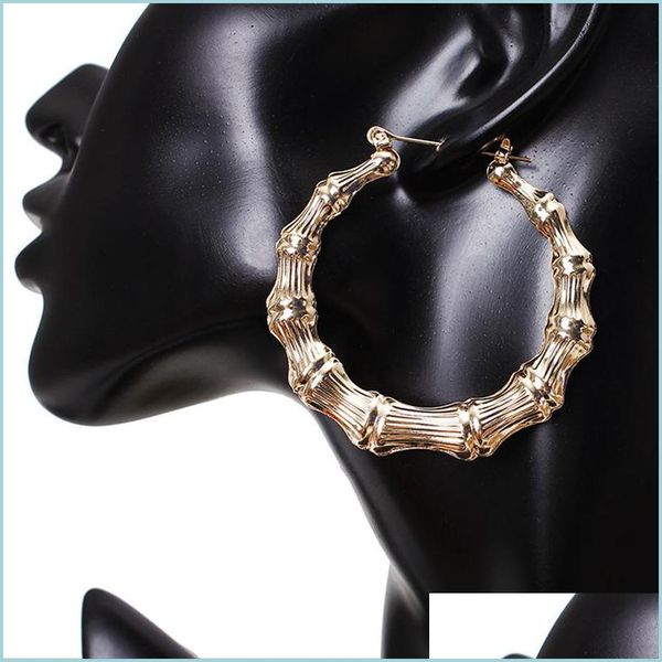 

hoop huggie 1pair punk large circle wedding hoop earring for women men jewelry hyperbole statement bamboo style earrings e225 drop d otjat, Golden;silver