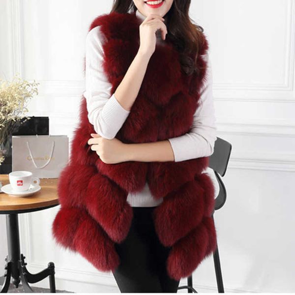 

women's fur faux fur new women winter sleeveless faux fur leather thick coat outerwear vest plus size padded jacket overcoat parka b076, Black