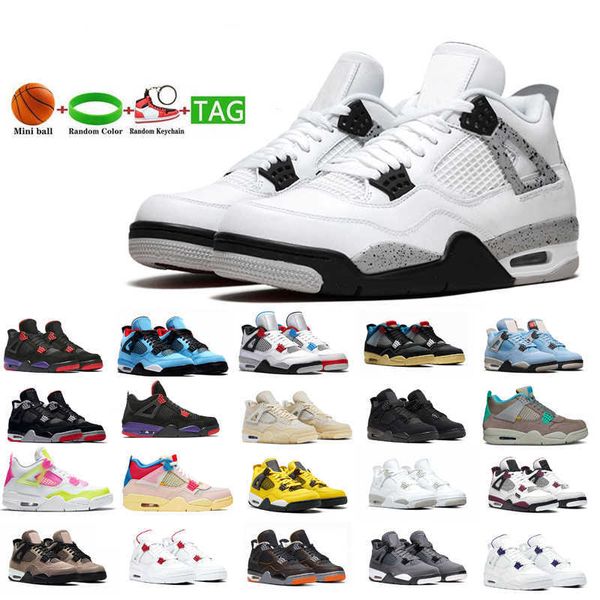 

cement women men neon basketball shoes jumpman 4s color bred 4 sneakers trainers sports size 36-47
