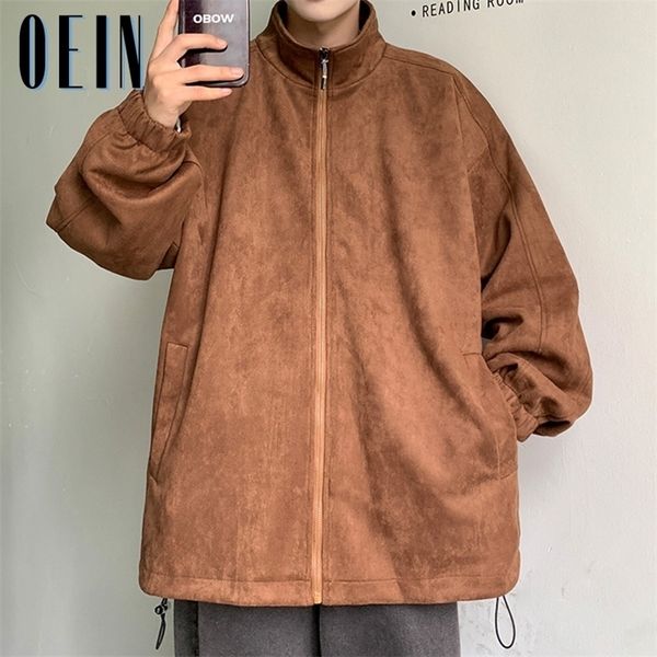 

mens jackets oein autumn turtleneck jacket oversized casual windbreaker harajuku solid color men coats clothing 220929, Black;brown