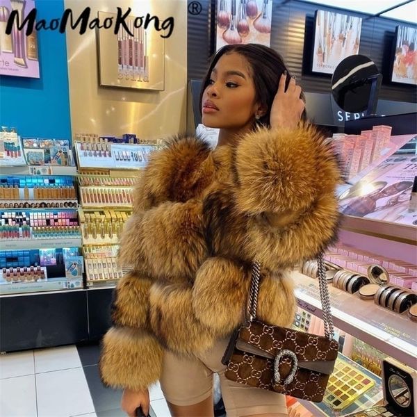 

womens fur faux coats winter warm jacket raccoon real r fashion slim vests natural long sleeve hooded for female y2k clothes 220929, Black