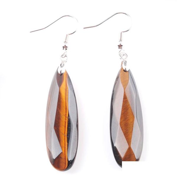 

dangle chandelier tigers eye dangle hook earrings reiki natural gem stone beads drop earring vintage faceted polygon for female jewe dhp3x, Silver