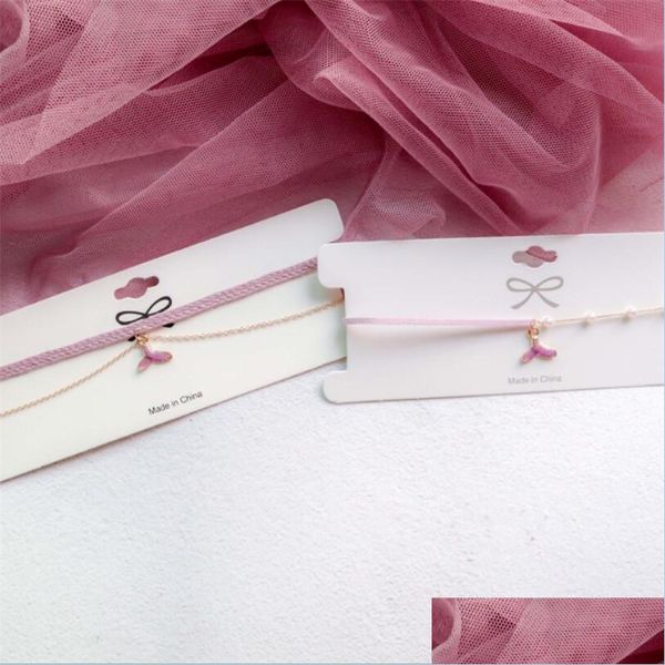 

chokers light purple mermaid tail veet choker necklace lovely pendant chocker girly collar clavicle chain party jewelry drop delivery dh0tt, Golden;silver