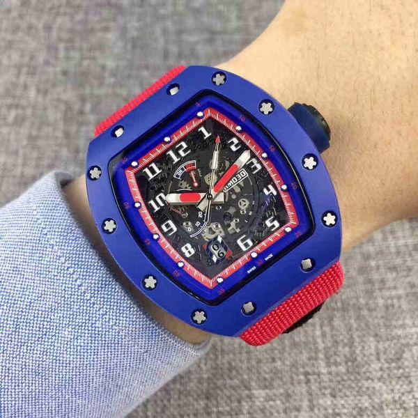 

multi-function superclone watches wristwatch luxury richa milles designer men's automatic mechanical watch ceramic hollow out personali, Slivery;golden