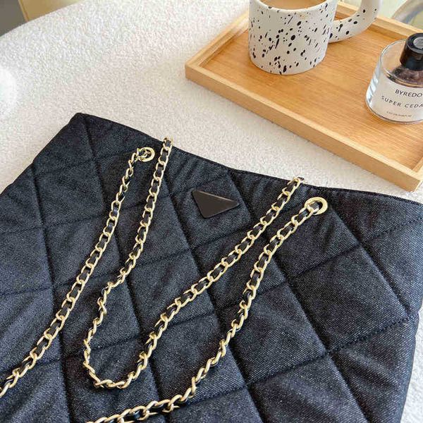 

large capacity diamond denim tote bag women handbag shopping bags designer handbags messengers crossbody bag purses 220721