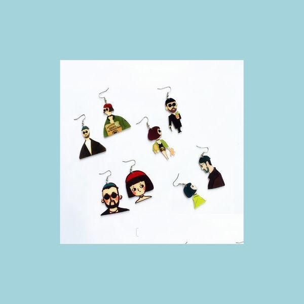 

dangle chandelier japanese korean harajuku acrylic humanoid dangle earrings cartoon asymmetric figure earring funny jewelry gift lov dhb3v, Silver